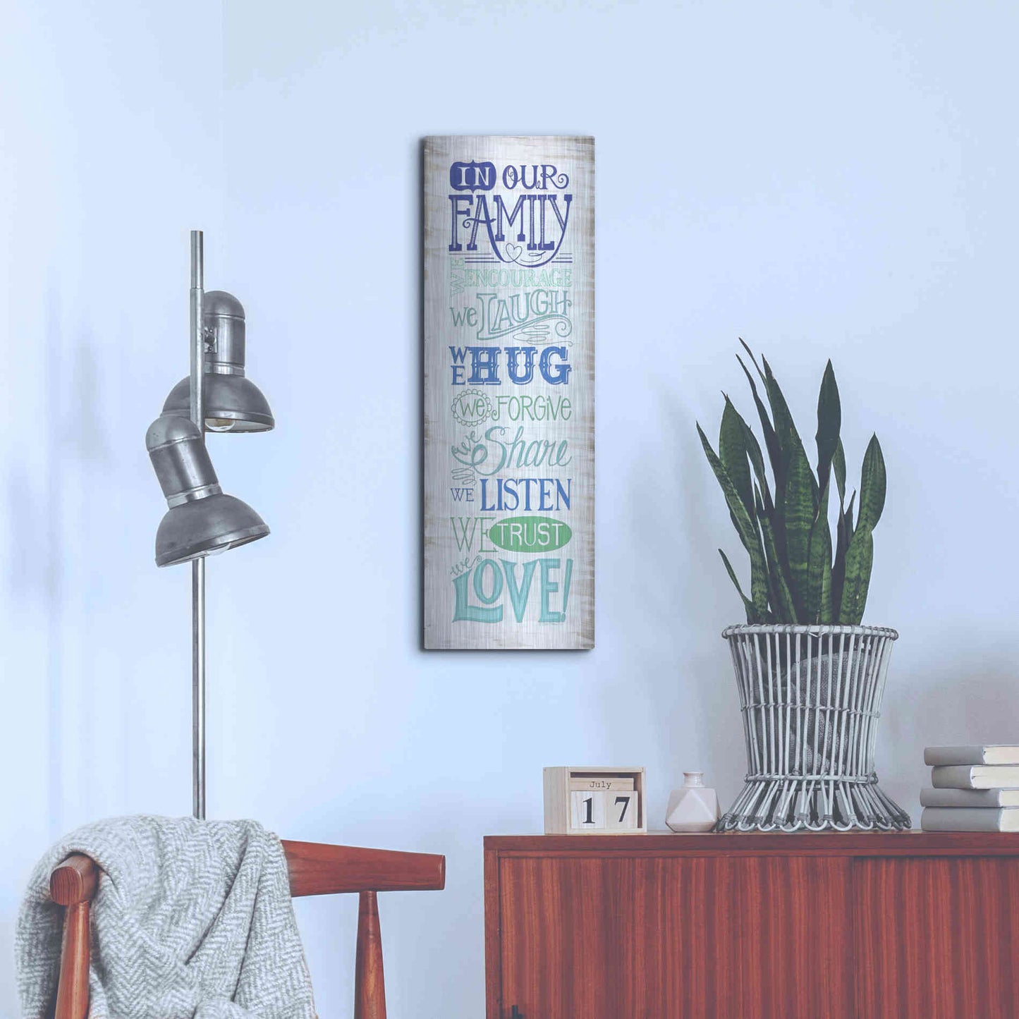 Luxe Metal Art 'In Our Family' by Deb Strain, Metal Wall Art,12x36