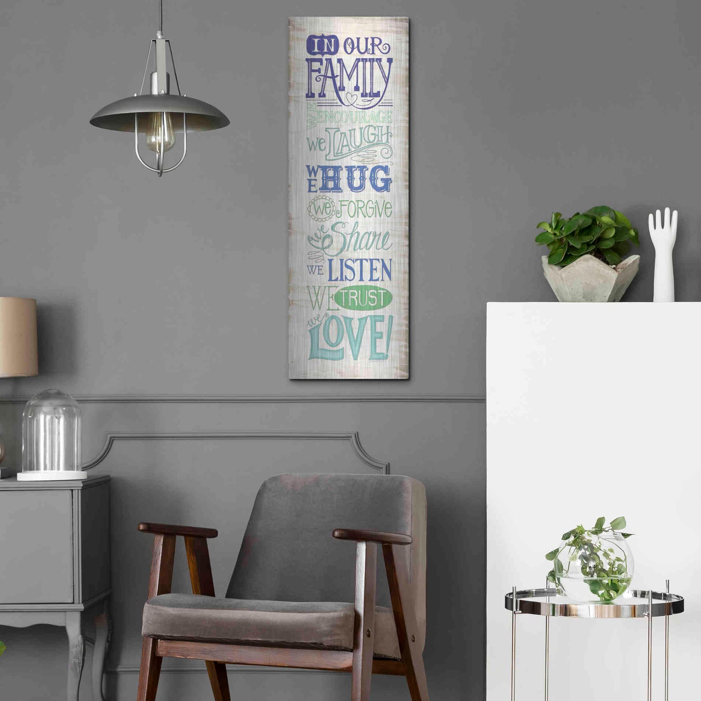 Luxe Metal Art 'In Our Family' by Deb Strain, Metal Wall Art,12x36