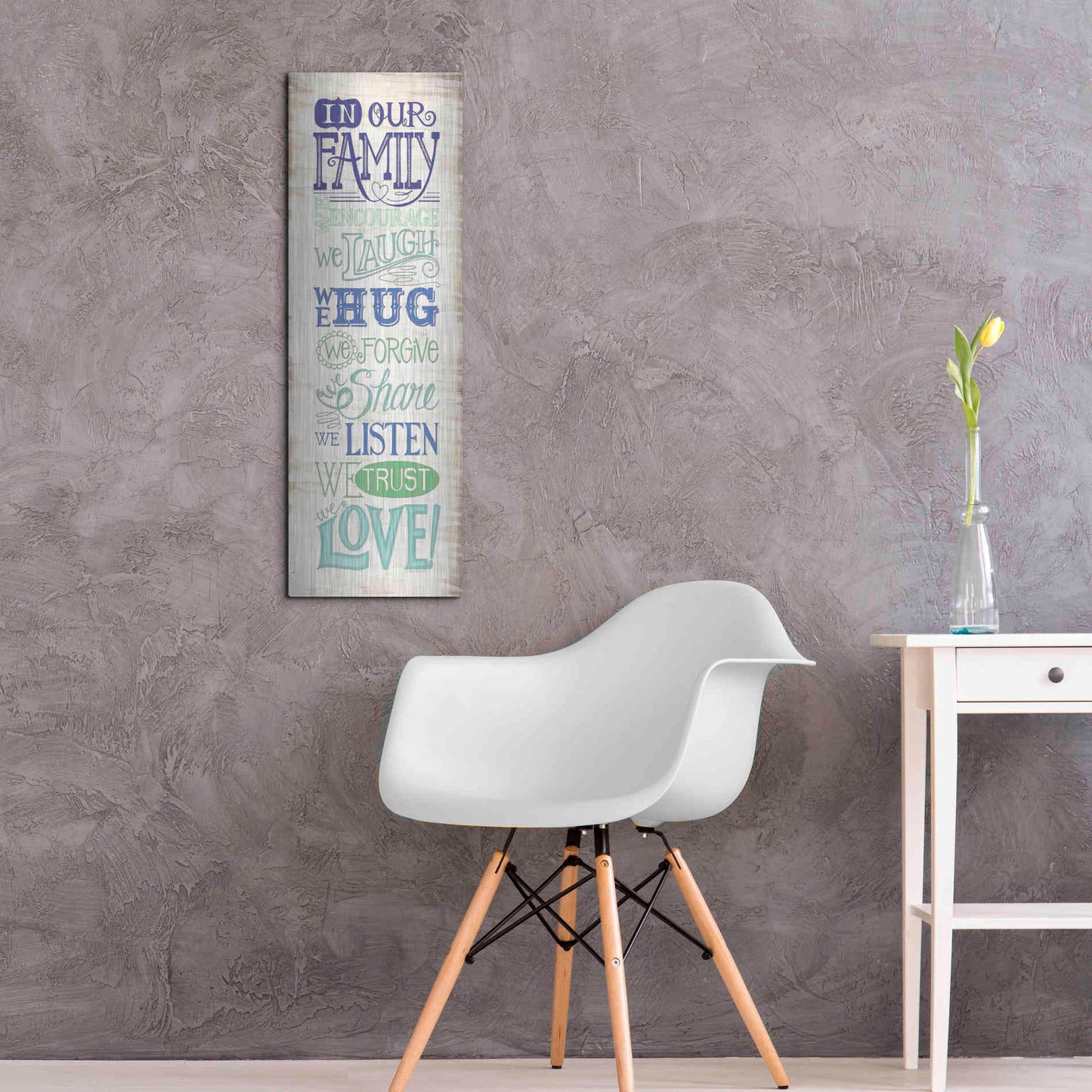 Luxe Metal Art 'In Our Family' by Deb Strain, Metal Wall Art,12x36