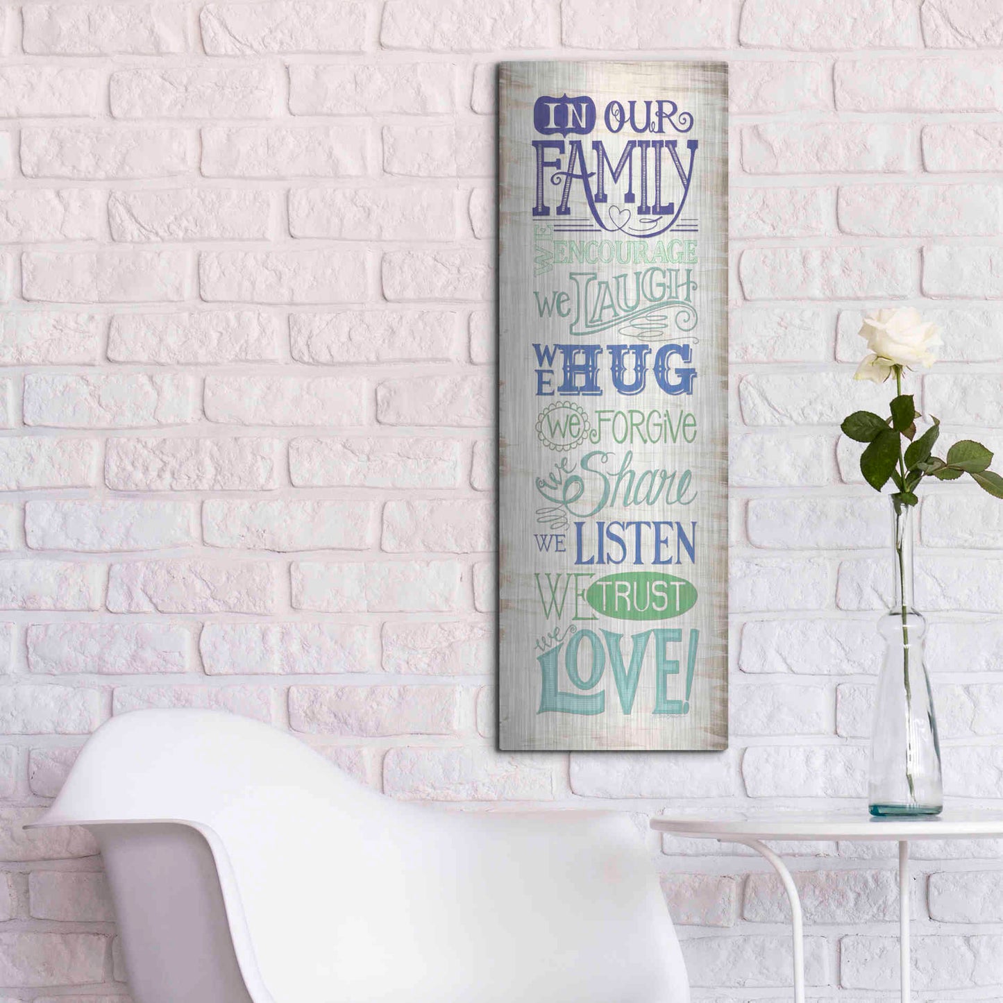 Luxe Metal Art 'In Our Family' by Deb Strain, Metal Wall Art,12x36