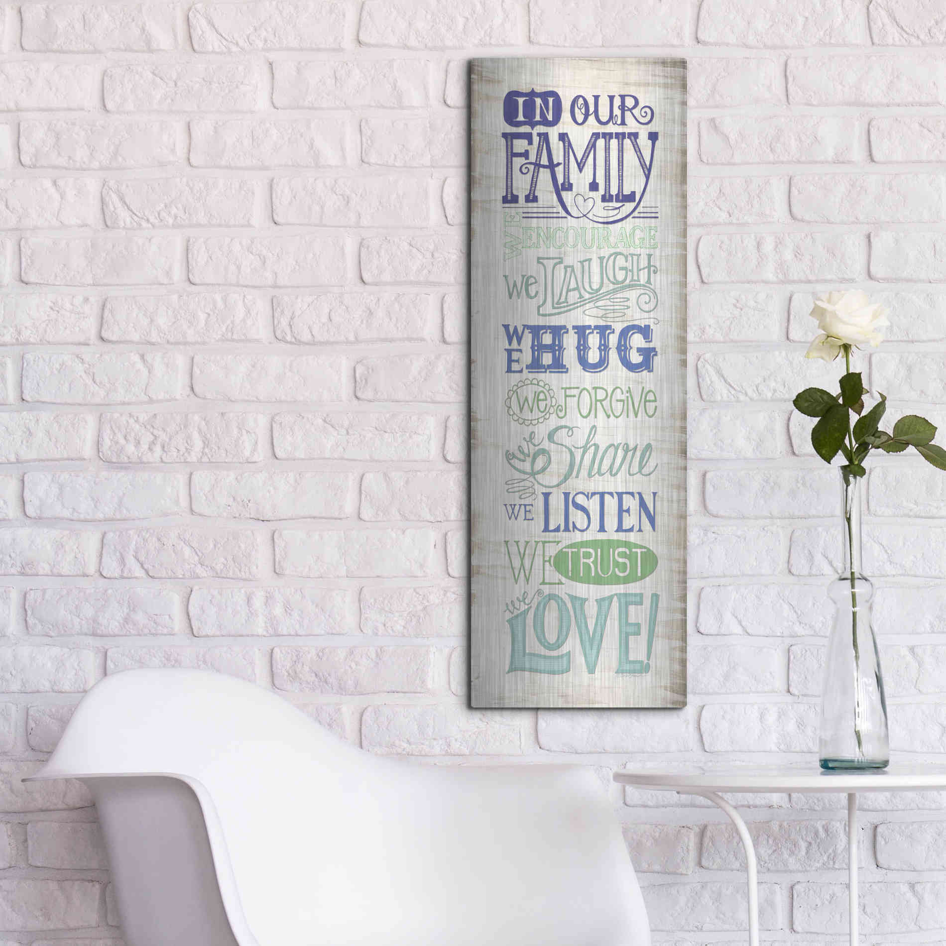 Luxe Metal Art 'In Our Family' by Deb Strain, Metal Wall Art,12x36