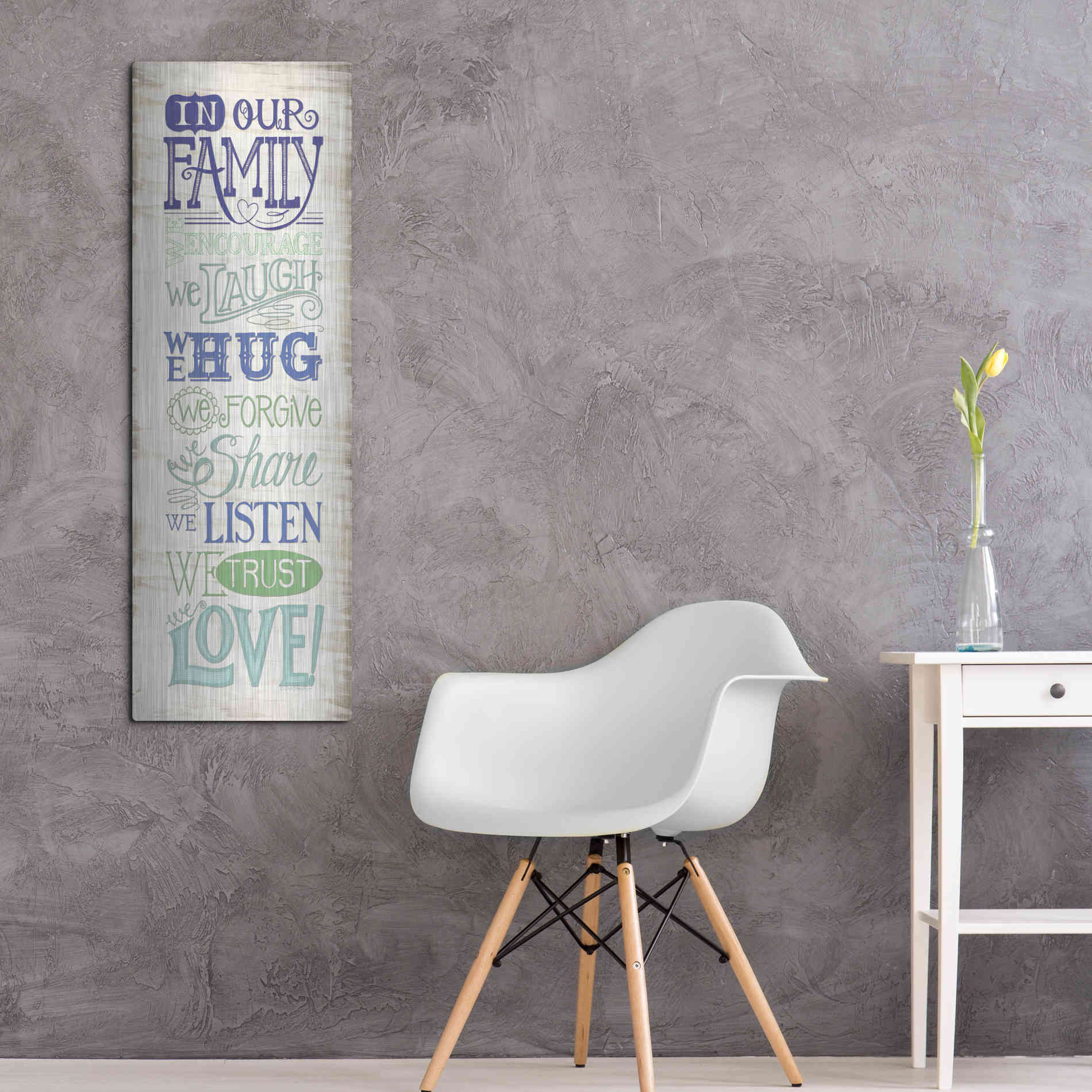 Luxe Metal Art 'In Our Family' by Deb Strain, Metal Wall Art,16x48