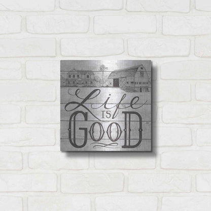 Luxe Metal Art 'Life is Good' by Deb Strain, Metal Wall Art,12x12