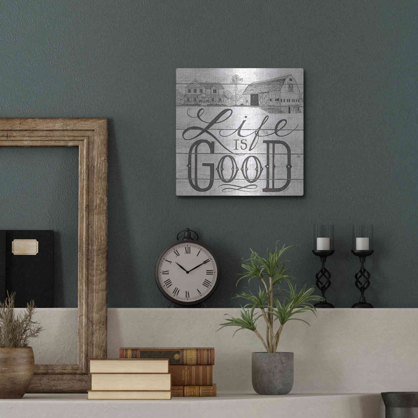 Luxe Metal Art 'Life is Good' by Deb Strain, Metal Wall Art,12x12