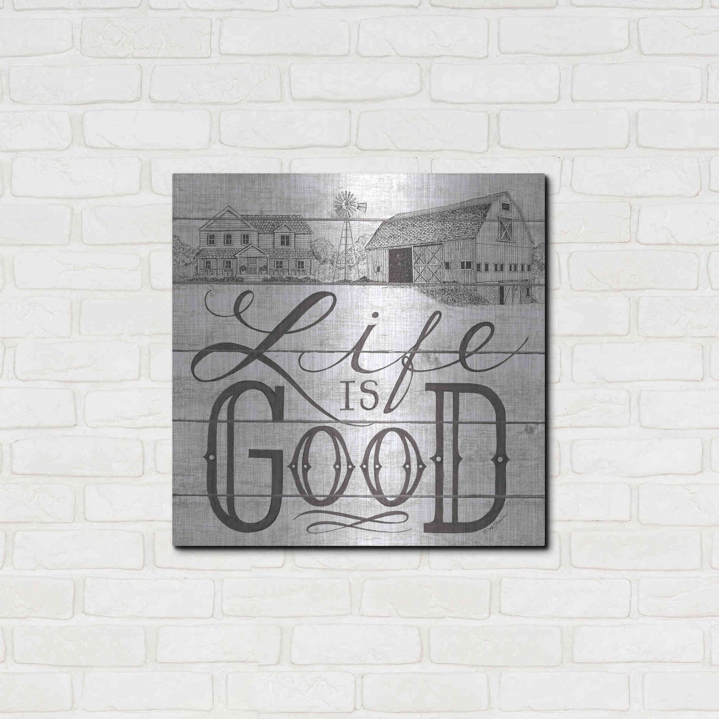 Luxe Metal Art 'Life is Good' by Deb Strain, Metal Wall Art,24x24