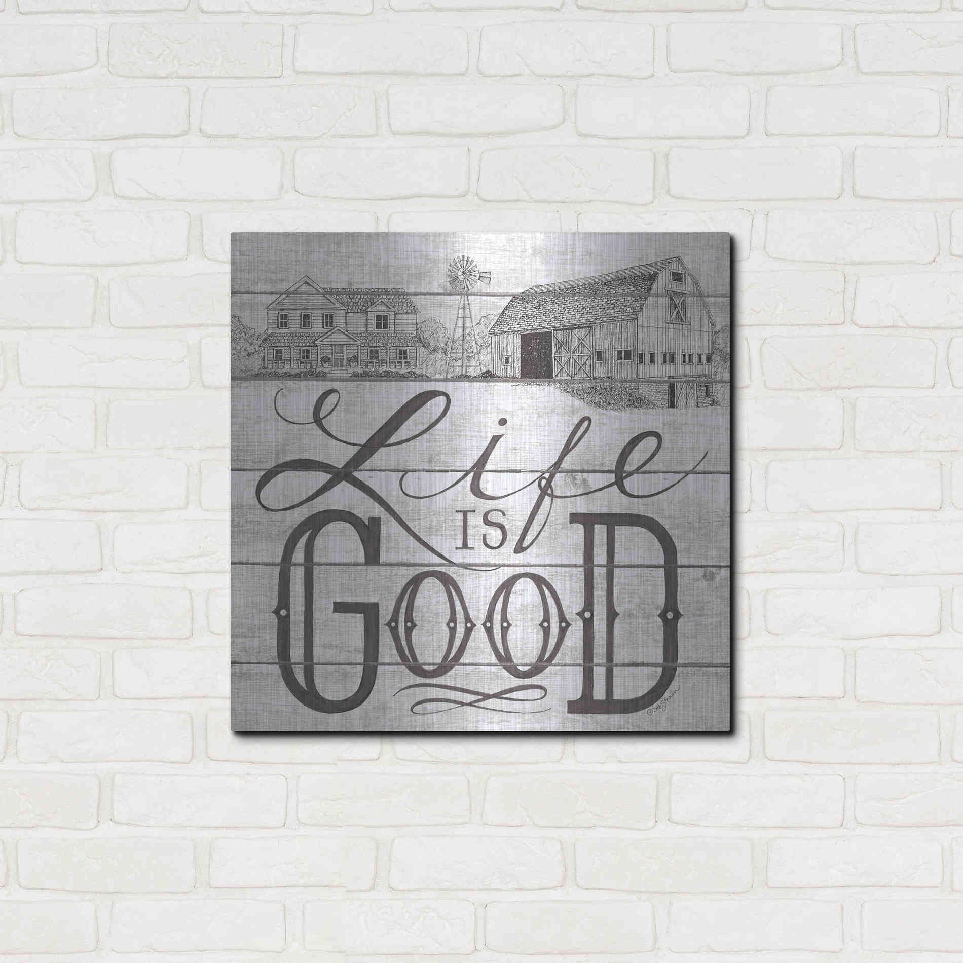 Luxe Metal Art 'Life is Good' by Deb Strain, Metal Wall Art,24x24