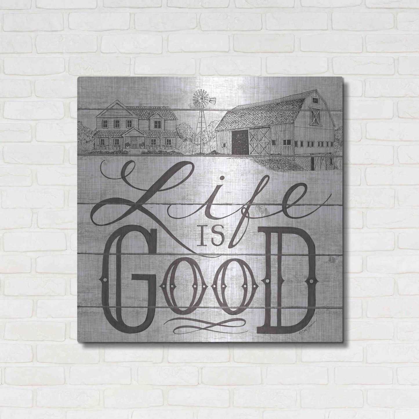 Luxe Metal Art 'Life is Good' by Deb Strain, Metal Wall Art,36x36