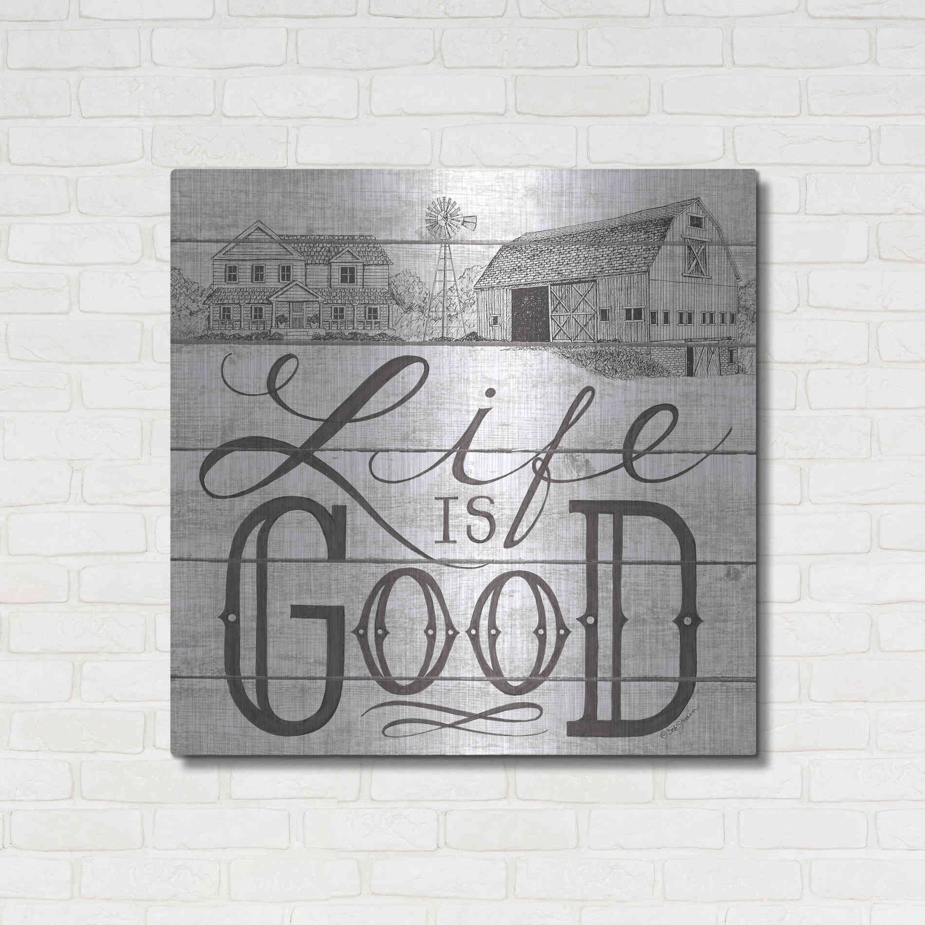 Luxe Metal Art 'Life is Good' by Deb Strain, Metal Wall Art,36x36