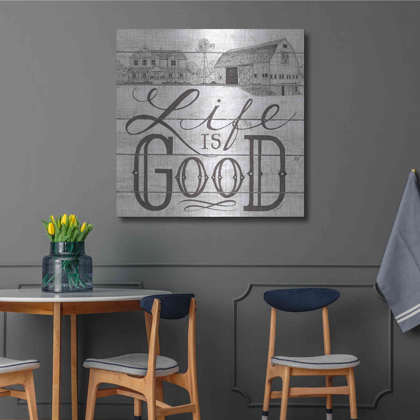 Luxe Metal Art 'Life is Good' by Deb Strain, Metal Wall Art,36x36