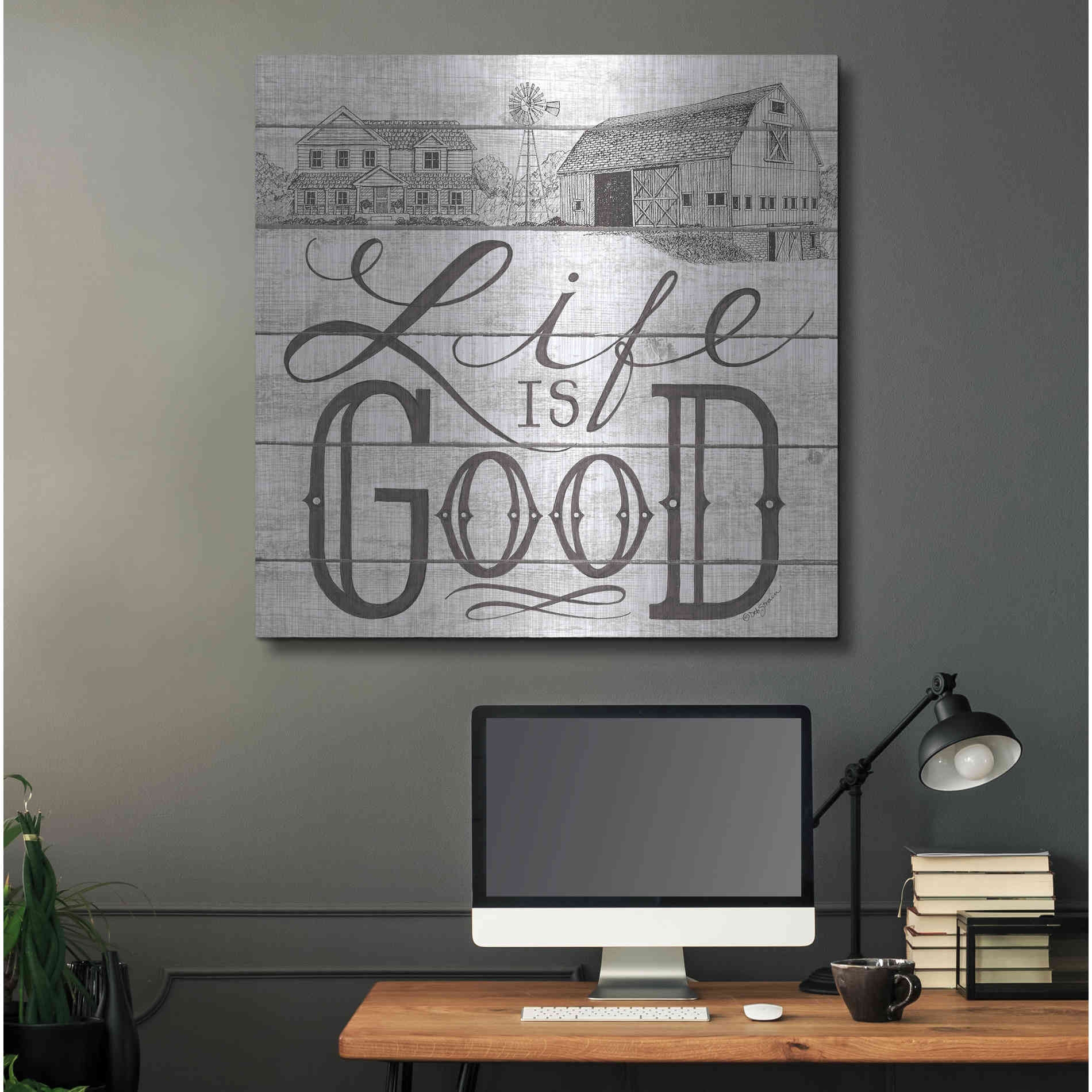 Luxe Metal Art 'Life is Good' by Deb Strain, Metal Wall Art,36x36