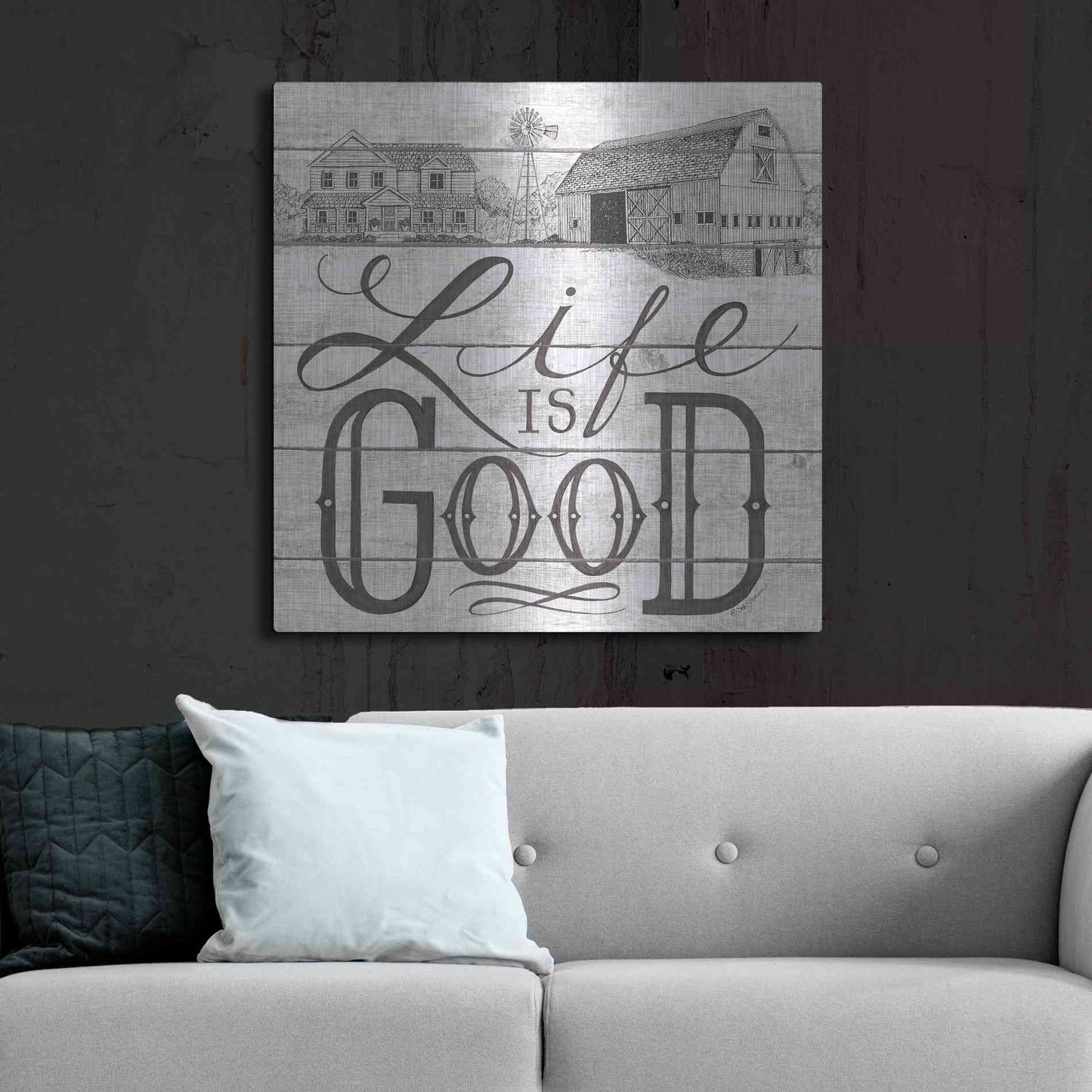 Luxe Metal Art 'Life is Good' by Deb Strain, Metal Wall Art,36x36