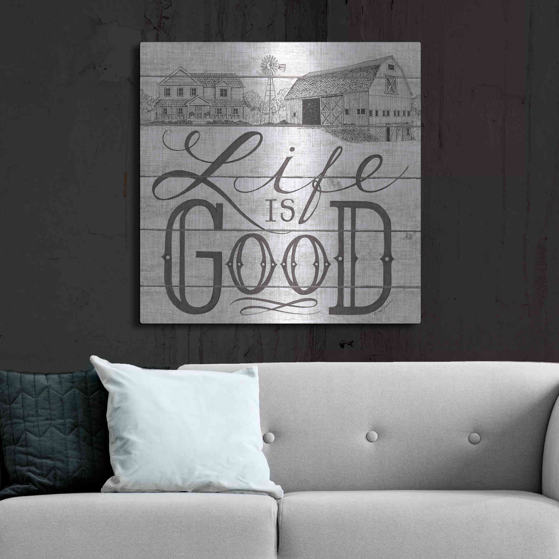 Luxe Metal Art 'Life is Good' by Deb Strain, Metal Wall Art,36x36