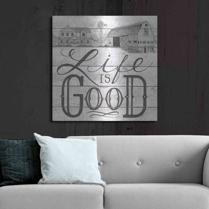 Luxe Metal Art 'Life is Good' by Deb Strain, Metal Wall Art,36x36