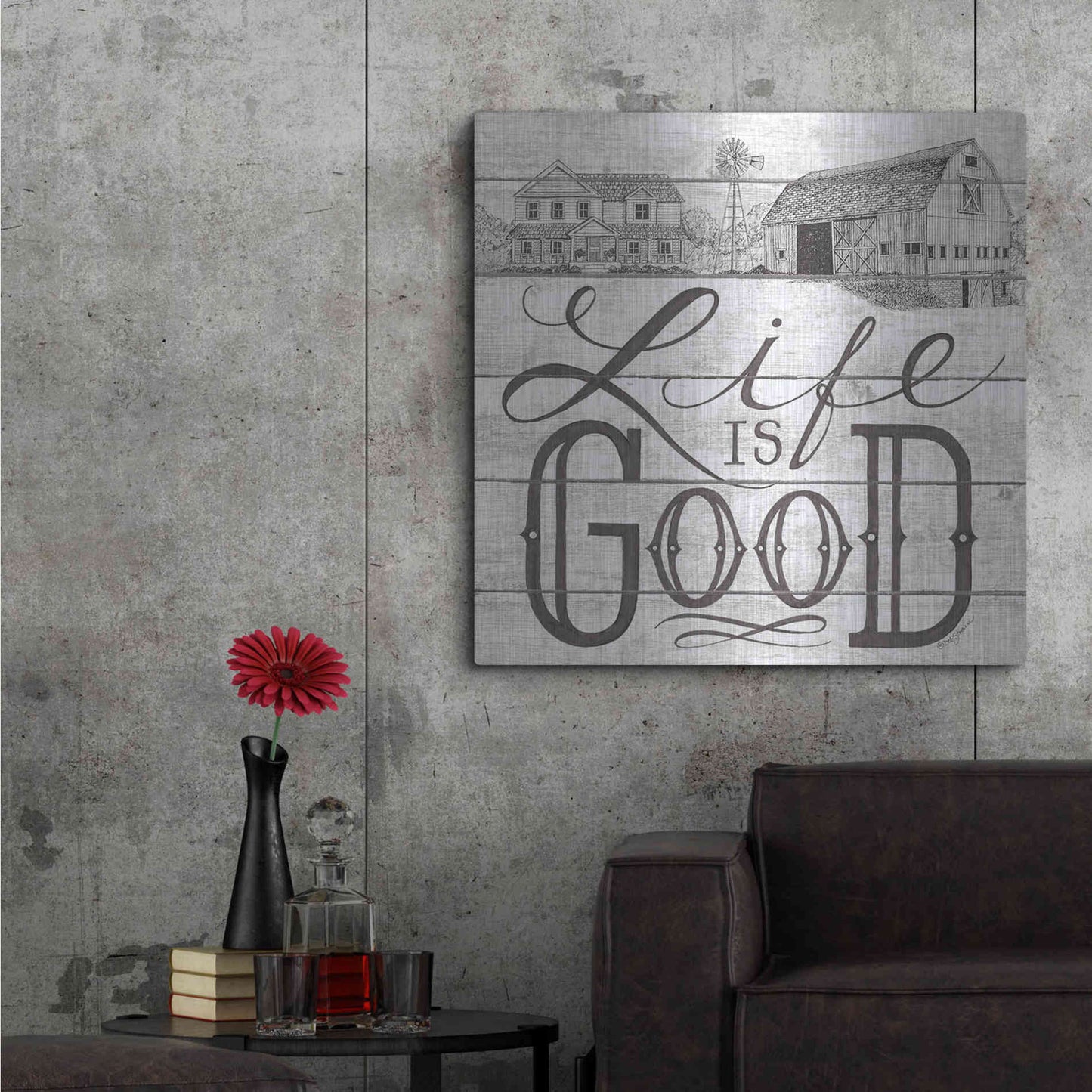 Luxe Metal Art 'Life is Good' by Deb Strain, Metal Wall Art,36x36