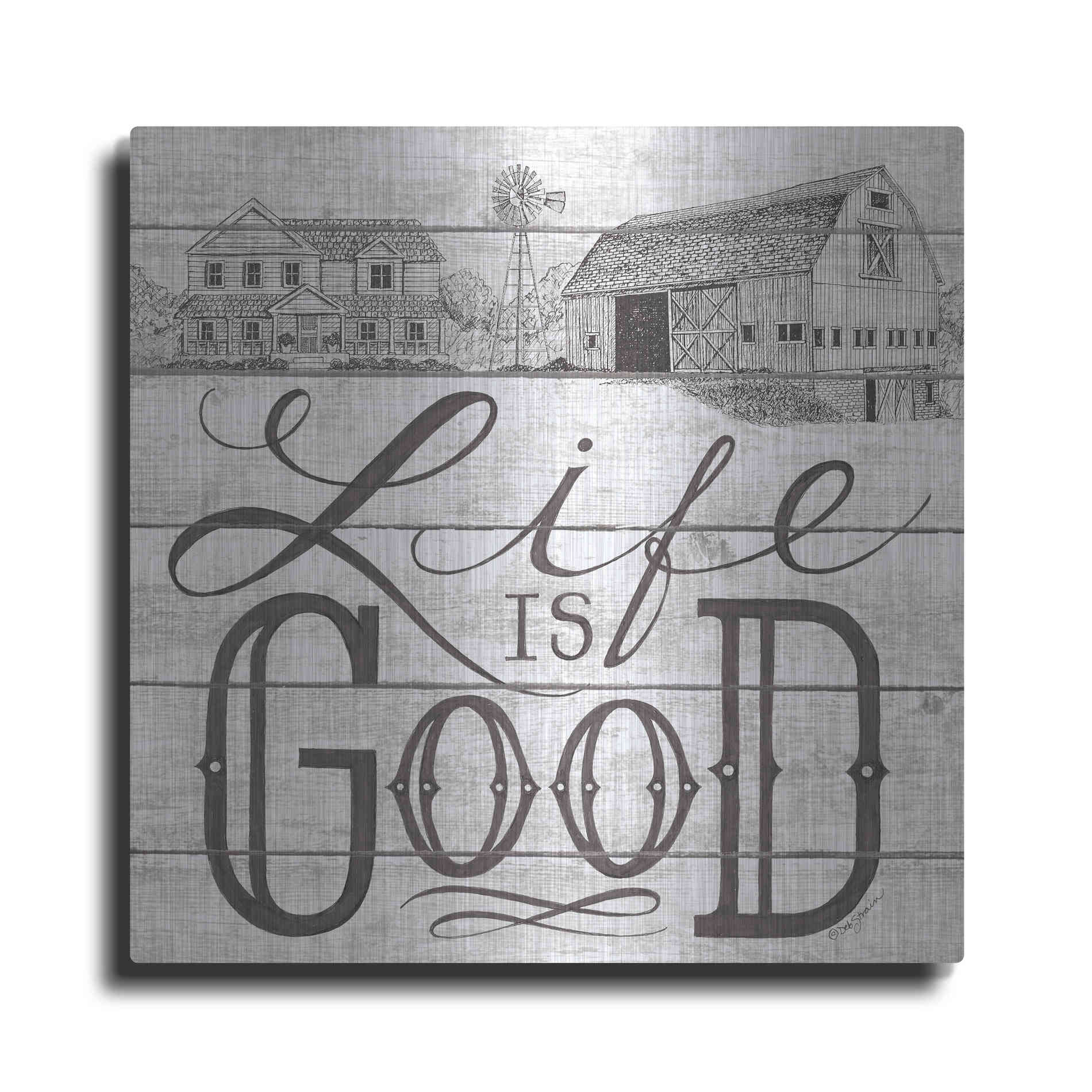 Luxe Metal Art 'Life is Good' by Deb Strain, Metal Wall Art