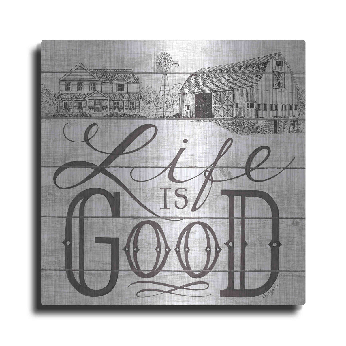 Luxe Metal Art 'Life is Good' by Deb Strain, Metal Wall Art