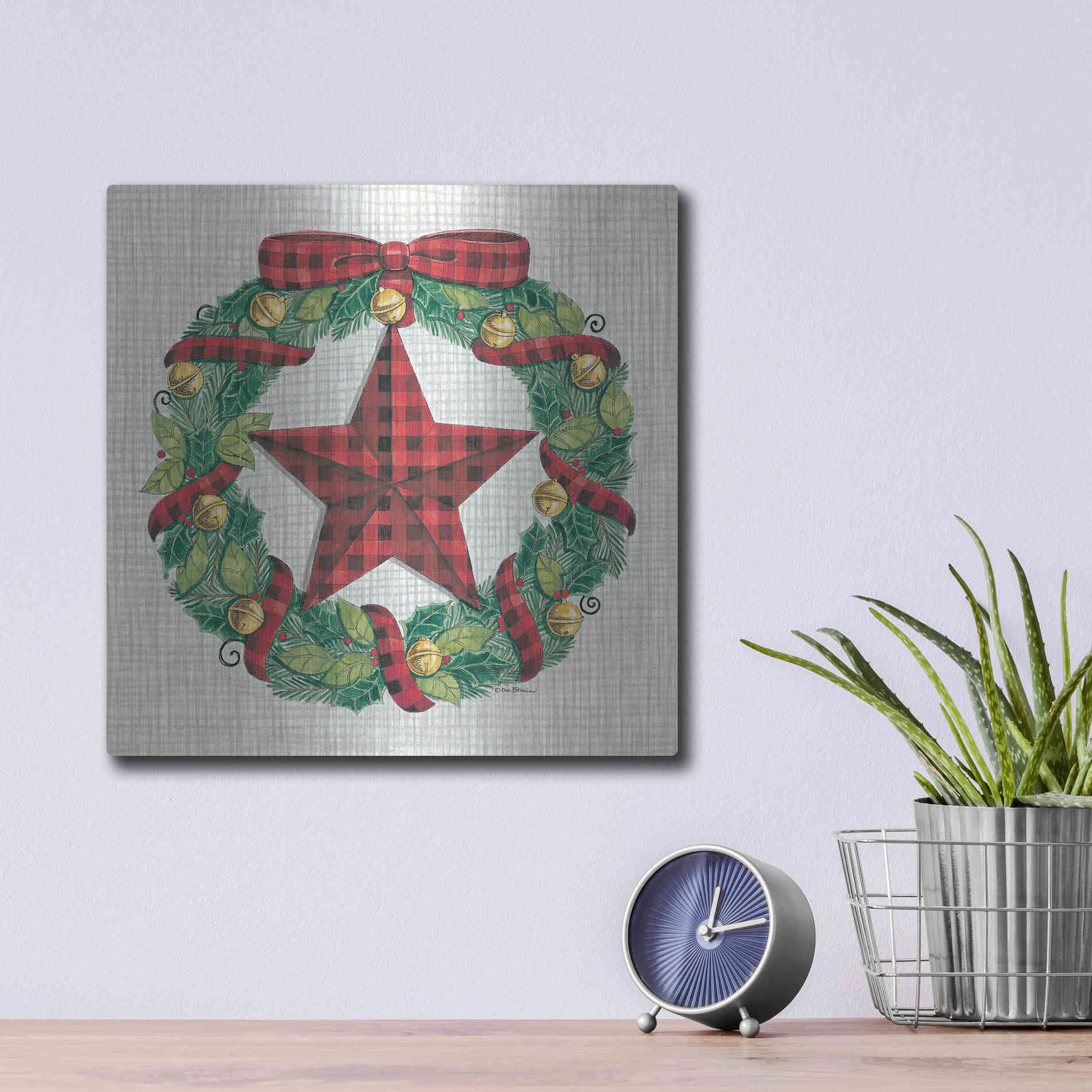 Luxe Metal Art 'Joy Angels Wreath' by Deb Strain, Metal Wall Art,12x12