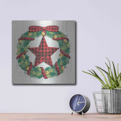 Luxe Metal Art 'Joy Angels Wreath' by Deb Strain, Metal Wall Art,12x12