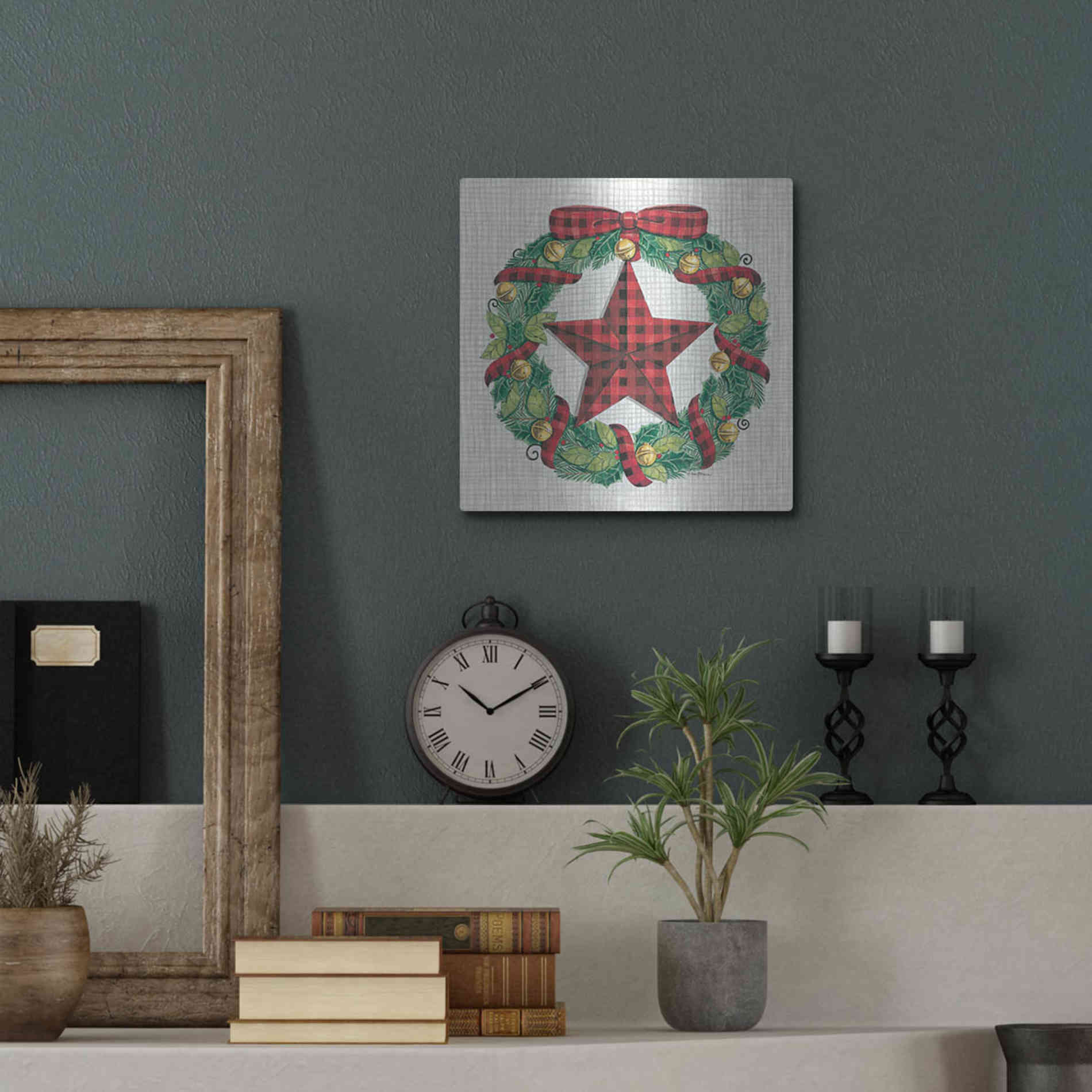 Luxe Metal Art 'Joy Angels Wreath' by Deb Strain, Metal Wall Art,12x12