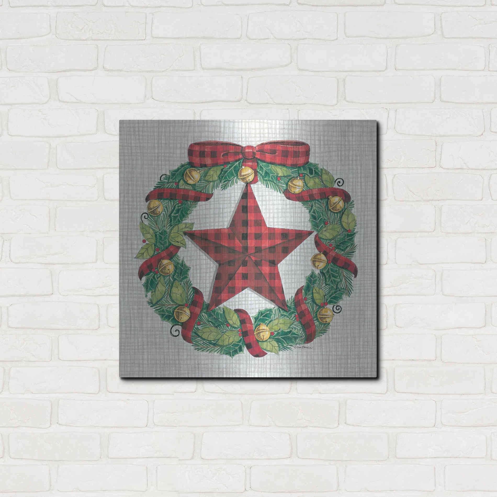 Luxe Metal Art 'Joy Angels Wreath' by Deb Strain, Metal Wall Art,24x24