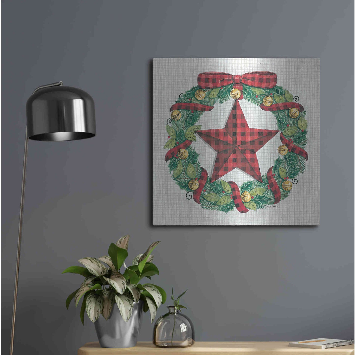 Luxe Metal Art 'Joy Angels Wreath' by Deb Strain, Metal Wall Art,24x24