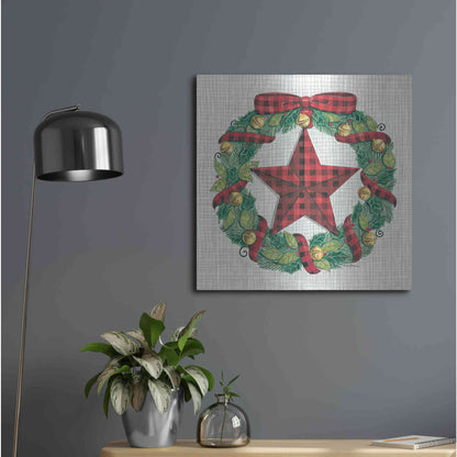 Luxe Metal Art 'Joy Angels Wreath' by Deb Strain, Metal Wall Art,24x24