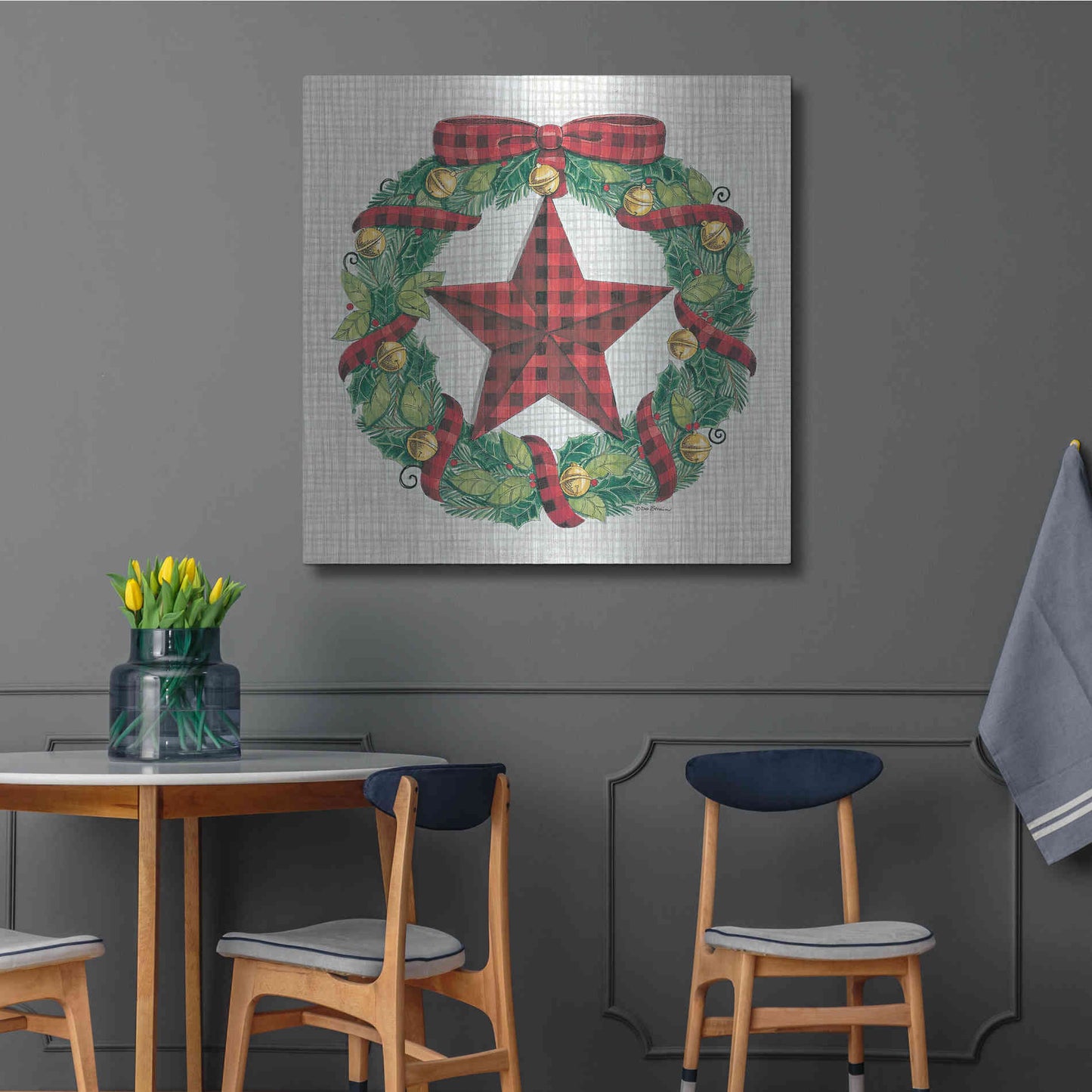 Luxe Metal Art 'Joy Angels Wreath' by Deb Strain, Metal Wall Art,36x36