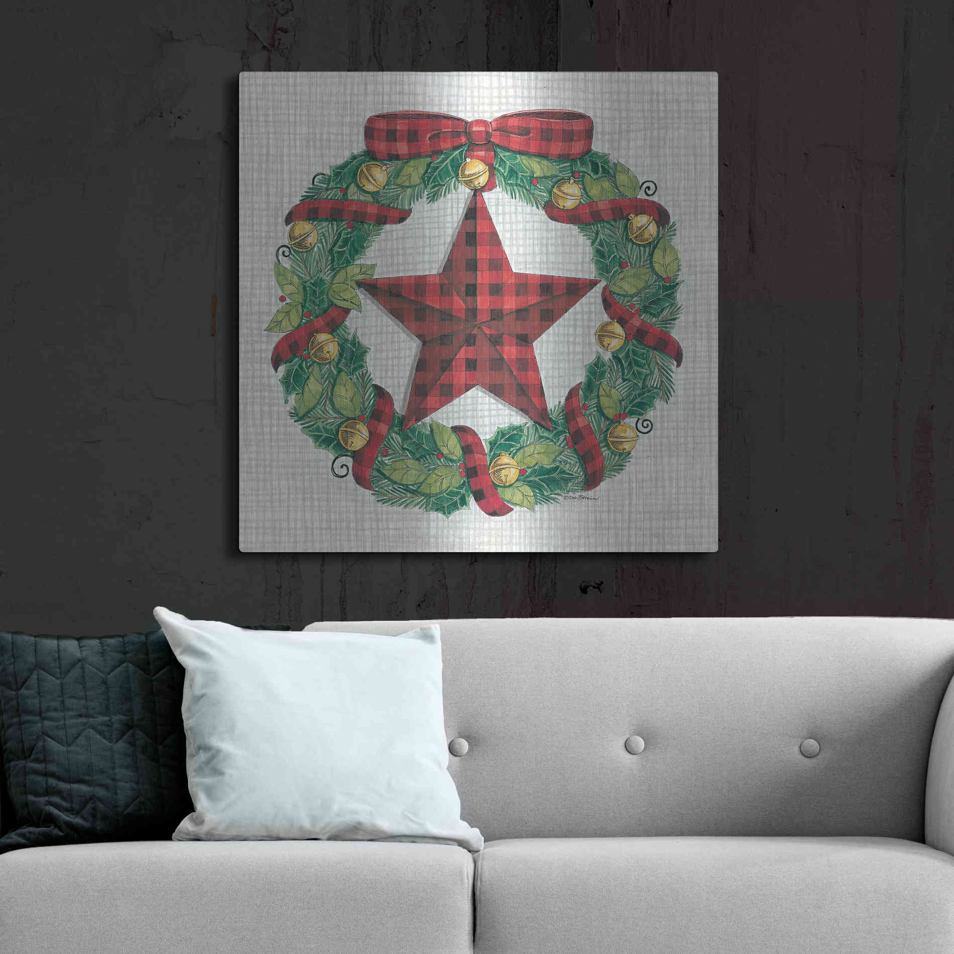 Luxe Metal Art 'Joy Angels Wreath' by Deb Strain, Metal Wall Art,36x36