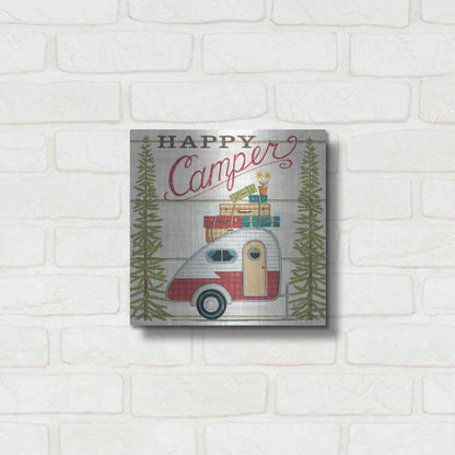 Luxe Metal Art 'Happy Camper' by Deb Strain, Metal Wall Art,12x12