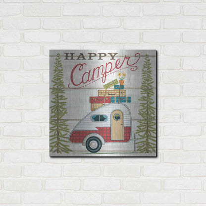 Luxe Metal Art 'Happy Camper' by Deb Strain, Metal Wall Art,24x24