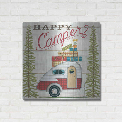 Luxe Metal Art 'Happy Camper' by Deb Strain, Metal Wall Art,36x36