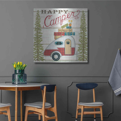 Luxe Metal Art 'Happy Camper' by Deb Strain, Metal Wall Art,36x36