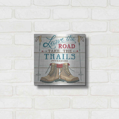 Luxe Metal Art 'Leave the Road' by Deb Strain, Metal Wall Art,12x12