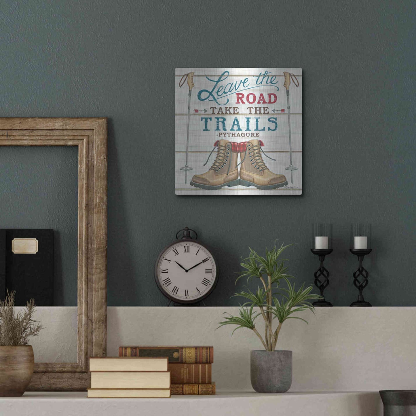 Luxe Metal Art 'Leave the Road' by Deb Strain, Metal Wall Art,12x12