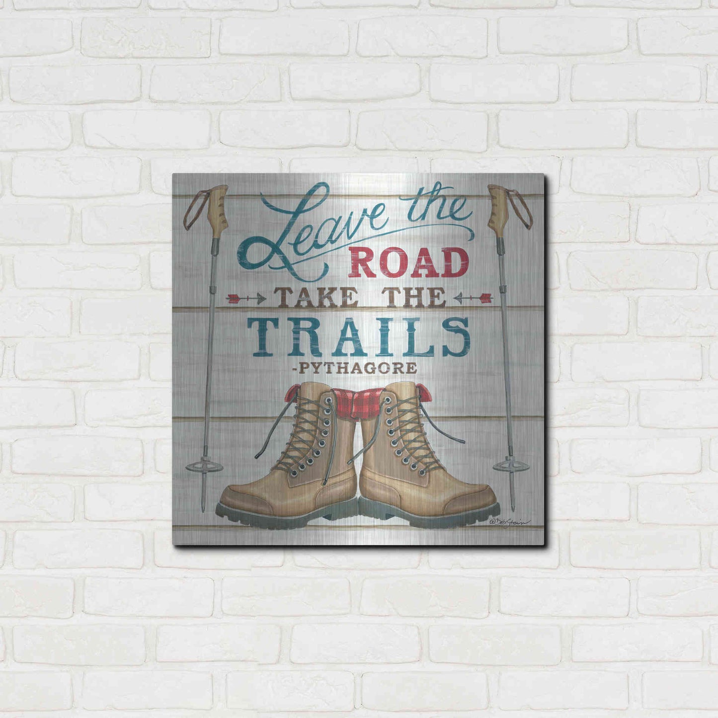 Luxe Metal Art 'Leave the Road' by Deb Strain, Metal Wall Art,24x24