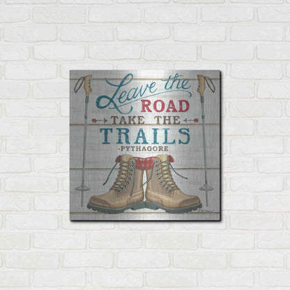 Luxe Metal Art 'Leave the Road' by Deb Strain, Metal Wall Art,24x24
