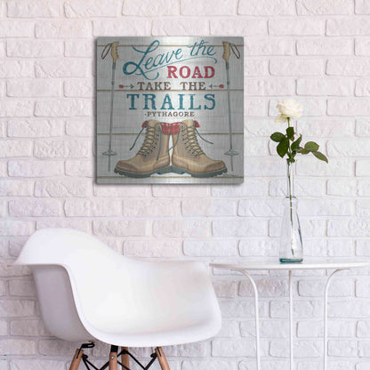 Luxe Metal Art 'Leave the Road' by Deb Strain, Metal Wall Art,24x24