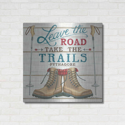 Luxe Metal Art 'Leave the Road' by Deb Strain, Metal Wall Art,36x36