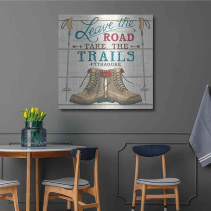 Luxe Metal Art 'Leave the Road' by Deb Strain, Metal Wall Art,36x36