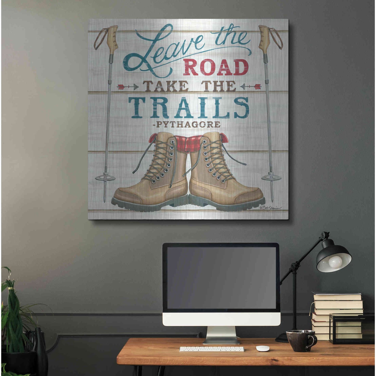 Luxe Metal Art 'Leave the Road' by Deb Strain, Metal Wall Art,36x36