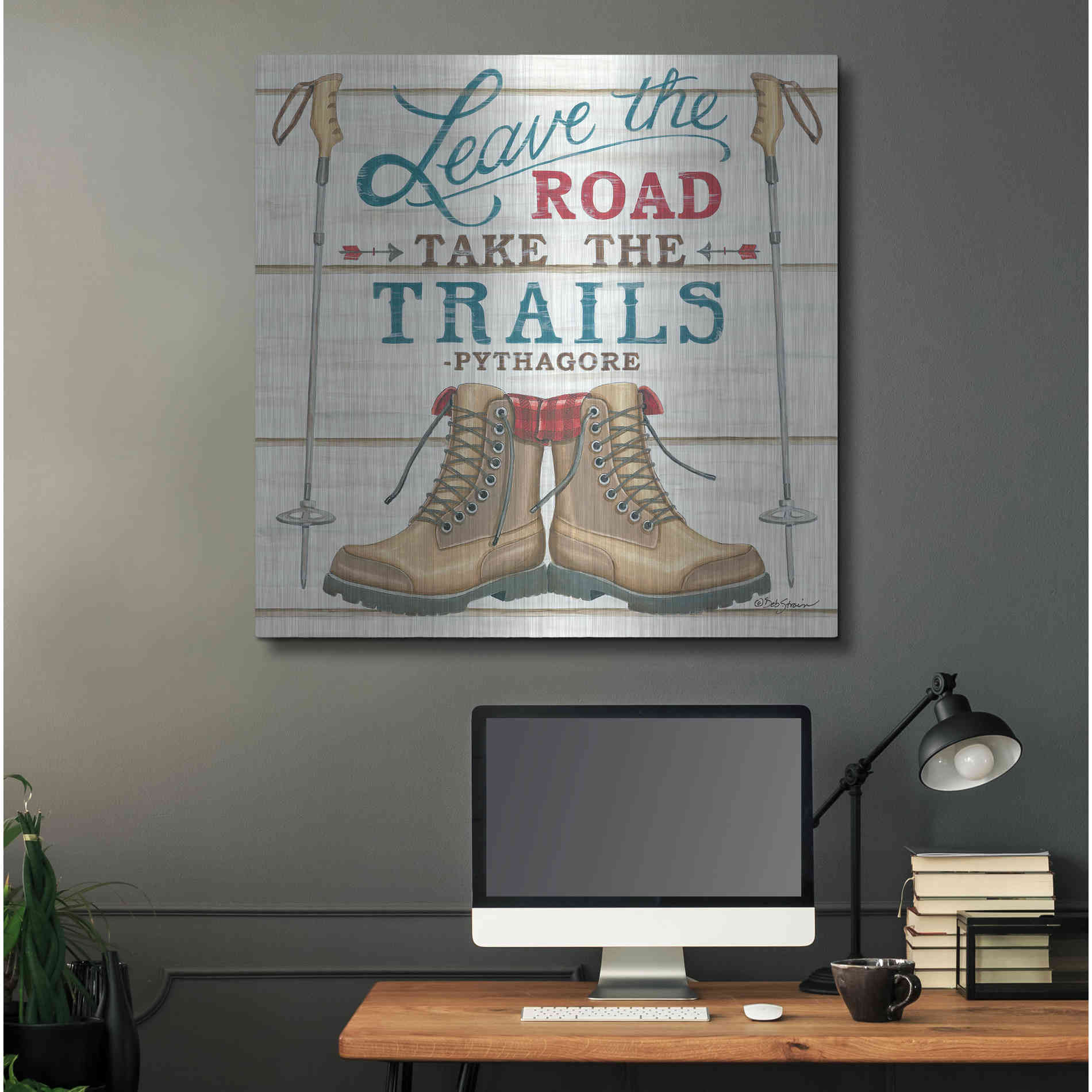 Luxe Metal Art 'Leave the Road' by Deb Strain, Metal Wall Art,36x36