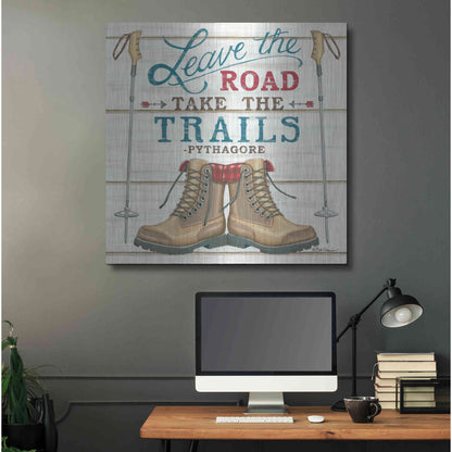 Luxe Metal Art 'Leave the Road' by Deb Strain, Metal Wall Art,36x36