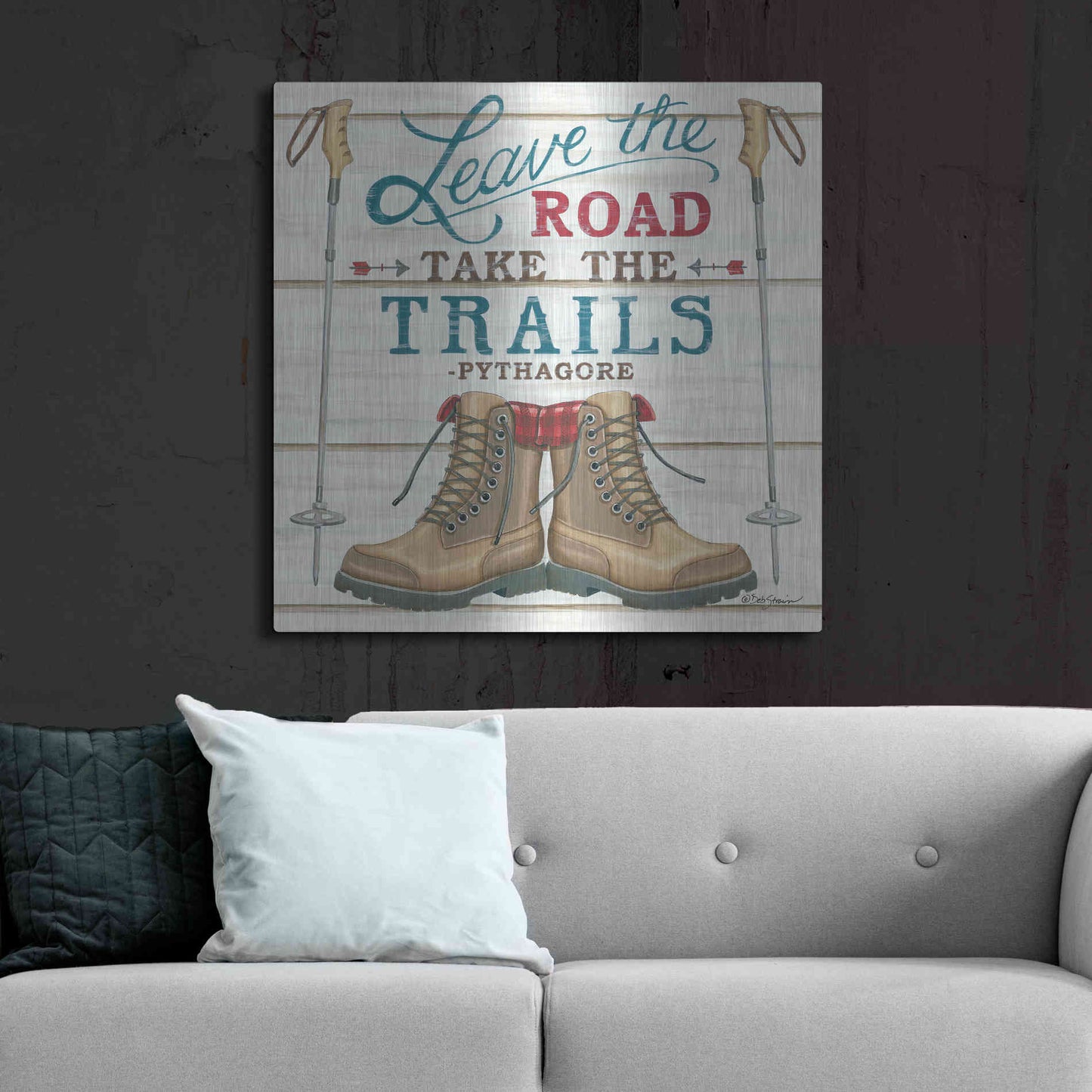 Luxe Metal Art 'Leave the Road' by Deb Strain, Metal Wall Art,36x36