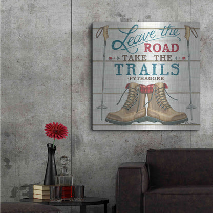Luxe Metal Art 'Leave the Road' by Deb Strain, Metal Wall Art,36x36
