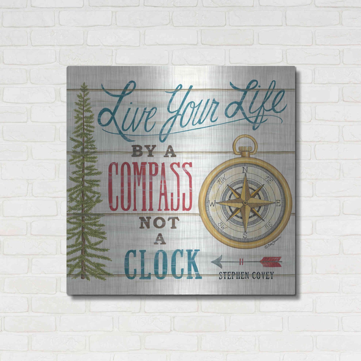 Luxe Metal Art 'Compass Not a Clock' by Deb Strain, Metal Wall Art,36x36