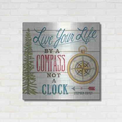 Luxe Metal Art 'Compass Not a Clock' by Deb Strain, Metal Wall Art,36x36