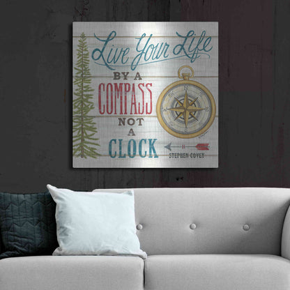Luxe Metal Art 'Compass Not a Clock' by Deb Strain, Metal Wall Art,36x36