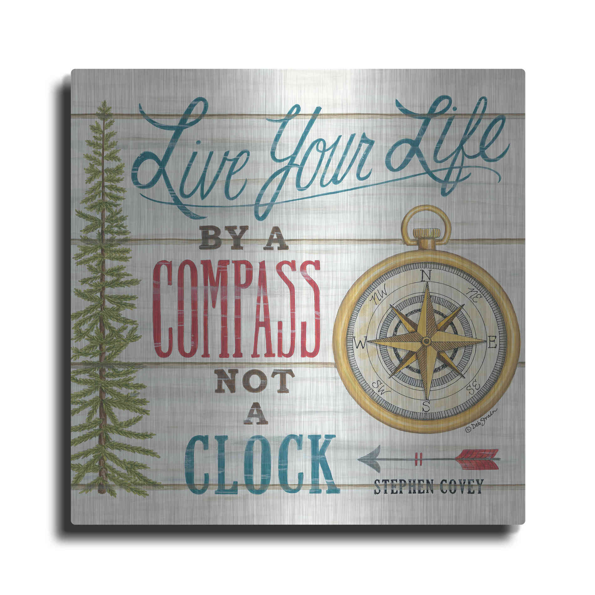 Luxe Metal Art 'Compass Not a Clock' by Deb Strain, Metal Wall Art