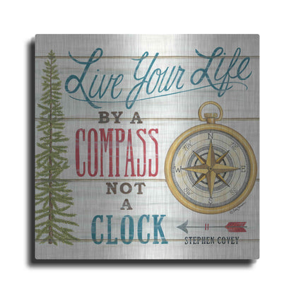 Luxe Metal Art 'Compass Not a Clock' by Deb Strain, Metal Wall Art