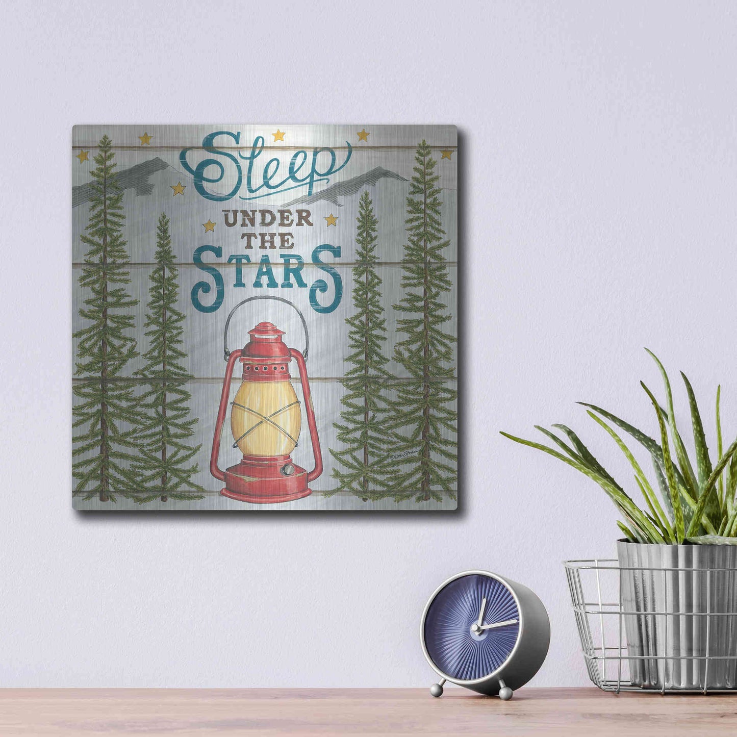 Luxe Metal Art 'Sleep Under the Stars' by Deb Strain, Metal Wall Art,12x12